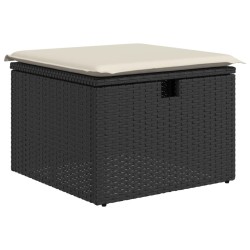 Salon de jardin 6 pcs avec coussins noir résine tressée 