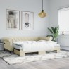 Lit de jour avec gigogne et matelas crème 90x200 cm similicuir 