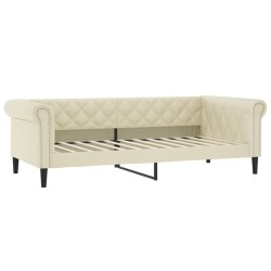 Lit de jour avec gigogne et matelas crème 90x200 cm similicuir 
