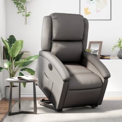 Fauteuil inclinable électrique gris cuir véritable 