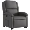 Fauteuil inclinable électrique gris cuir véritable 