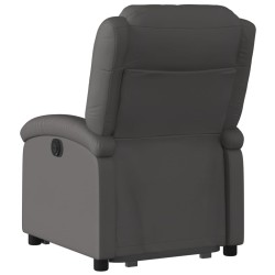 Fauteuil inclinable électrique gris cuir véritable 