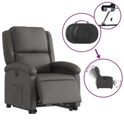 Fauteuil inclinable électrique gris cuir véritable 