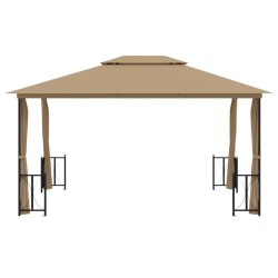 Tonnelle avec parois et toit double 3x4 m Taupe 
