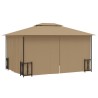 Tonnelle avec parois et toit double 3x4 m Taupe 