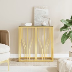 Table console doré 70x30x70 cm acier inoxydable et verre 
