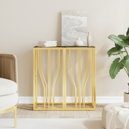 Table console doré 70x30x70 cm acier inoxydable et verre 