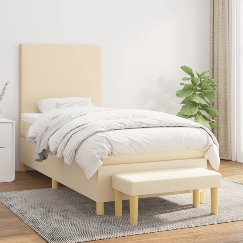 Sommier à lattes de lit avec matelas Crème 100x200 cm Tissu 