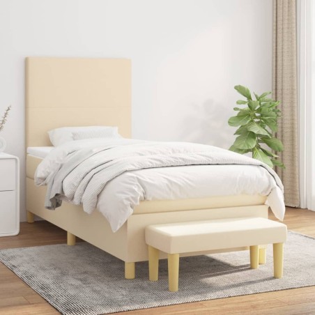 Sommier à lattes de lit avec matelas Crème 100x200 cm Tissu 