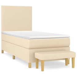 Sommier à lattes de lit avec matelas Crème 100x200 cm Tissu 