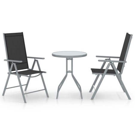 Ensemble de bistro 3 pcs aluminium et textilène argenté 