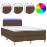 Sommier à lattes de lit matelas et LED Marron foncé 120x200 cm 
