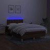 Sommier à lattes de lit matelas et LED Marron foncé 120x200 cm 