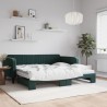 Lit de jour et gigogne et matelas vert foncé 100x200 cm velours 