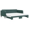 Lit de jour et gigogne et matelas vert foncé 100x200 cm velours 