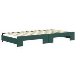 Lit de jour et gigogne et matelas vert foncé 100x200 cm velours 