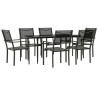 Ensemble à manger de jardin 7 pcs noir textilène et acier 