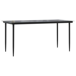 Ensemble à manger de jardin 7 pcs noir textilène et acier 