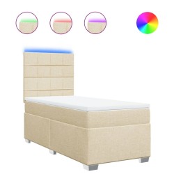Sommier à lattes de lit avec matelas Crème 90x200 cm Tissu 