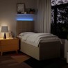 Sommier à lattes de lit avec matelas Crème 90x200 cm Tissu 