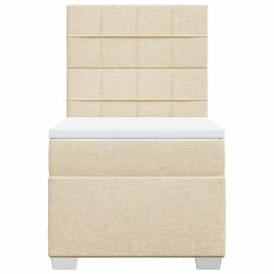Sommier à lattes de lit avec matelas Crème 90x200 cm Tissu 