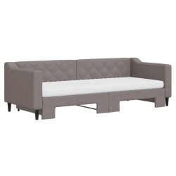Lit de jour avec gigogne et matelas taupe 80x200 cm tissu 