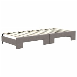 Lit de jour avec gigogne et matelas taupe 80x200 cm tissu 