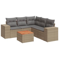 Salon de jardin avec coussins 6 pcs beige résine tressée 
