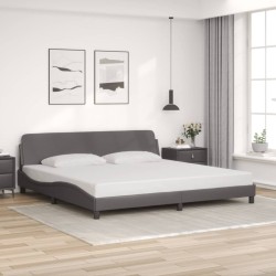 Cadre de lit sans matelas gris 200x200 cm similicuir 