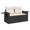 Salon de jardin 8 pcs avec coussins noir résine tressée 