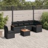 Salon de jardin 7 pcs avec coussins noir résine tressée 
