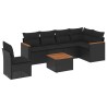 Salon de jardin 7 pcs avec coussins noir résine tressée 