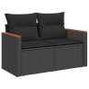 Salon de jardin 7 pcs avec coussins noir résine tressée 