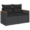 Salon de jardin 7 pcs avec coussins noir résine tressée 