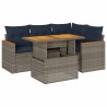 Salon de jardin 5 pcs avec coussins gris résine tressée 
