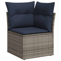 Salon de jardin 5 pcs avec coussins gris résine tressée 