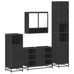 Ensemble de meubles salle de bain 4 pcs noir bois d'ingénierie 