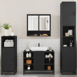Ensemble de meubles salle de bain 4 pcs noir bois d'ingénierie 