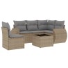 Salon de jardin avec coussins 6 pcs beige résine tressée 