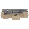 Salon de jardin avec coussins 6 pcs beige résine tressée 