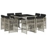 Ensemble à manger de jardin et coussins 9 pcs gris clair rotin 