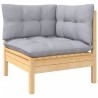 Salon de jardin 6 pcs avec coussins gris bois de pin 