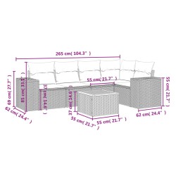 Salon de jardin avec coussins 6 pcs beige résine tressée 