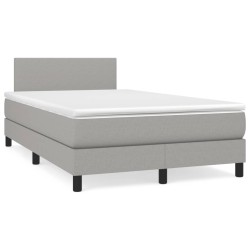 Sommier à lattes de lit matelas LED gris clair 120x190 cm tissu 