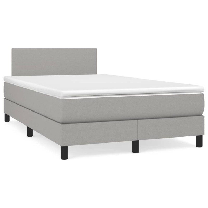 Sommier à lattes de lit matelas LED gris clair 120x190 cm tissu 