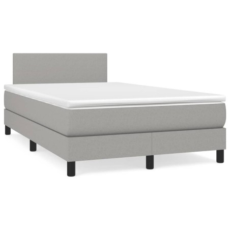 Sommier à lattes de lit matelas LED gris clair 120x190 cm tissu 