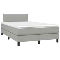 Sommier à lattes de lit matelas LED gris clair 120x190 cm tissu 