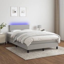 Sommier à lattes de lit matelas LED gris clair 120x190 cm tissu 