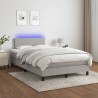 Sommier à lattes de lit matelas LED gris clair 120x190 cm tissu 