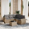 Salon de jardin avec coussins 6 pcs beige résine tressée 